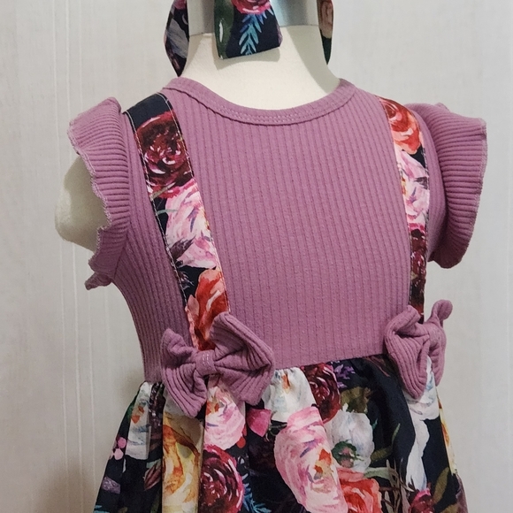 Baby Girl floral Dress with headband. Size 12-18M - Picture 3 of 13